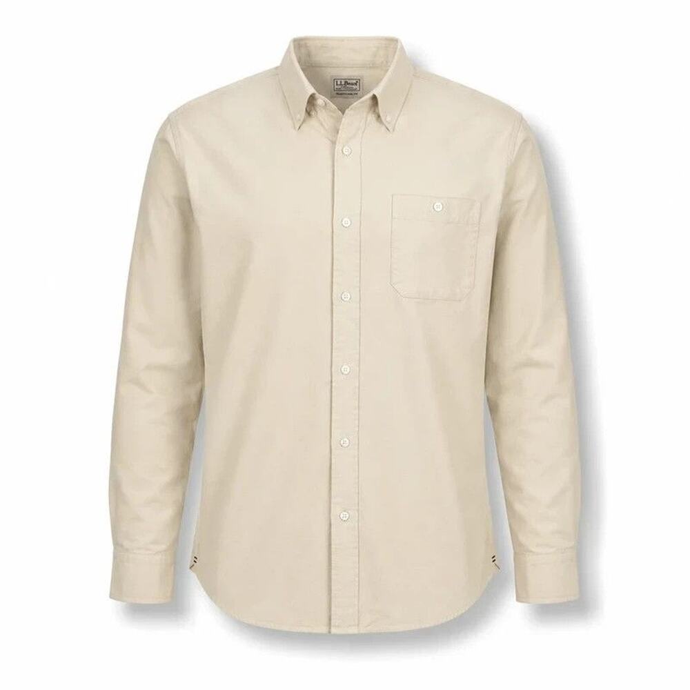 L.L. Bean Beige Button Down Shirt | Classic Long Sleeve-Xxl